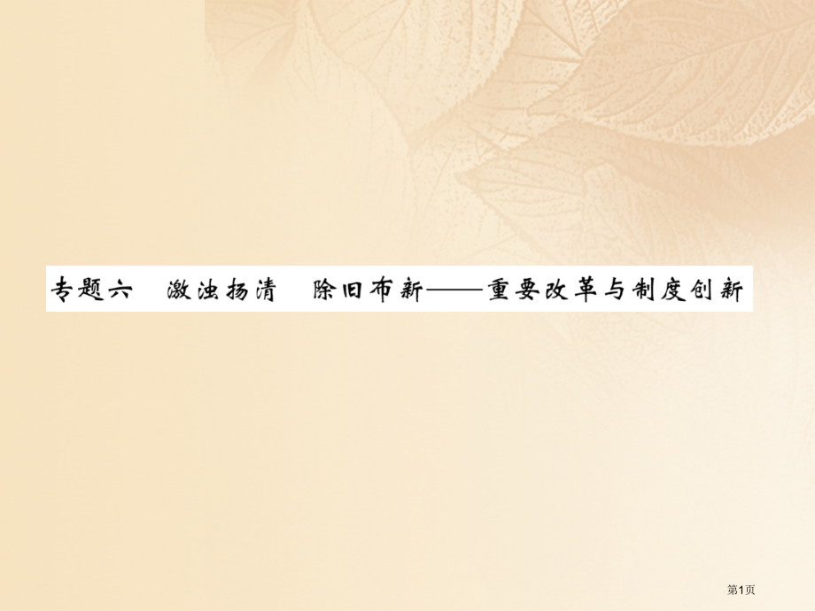 中考历史总复习第二编热点专题速查篇专题6激浊扬清除旧布新—重要改革与制度创新精讲省公开课一等奖百校联.pptx_第1页