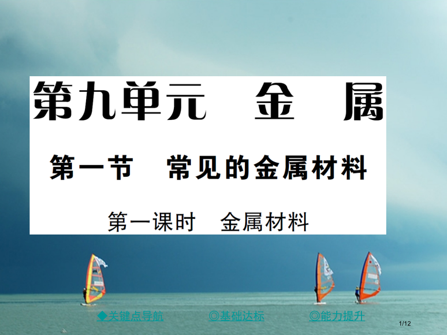 九年级化学下册第九单元金属第一节常见的金属材料第一课时金属材料习题全国公开课一等奖百校联赛微课赛课特.pptx_第1页