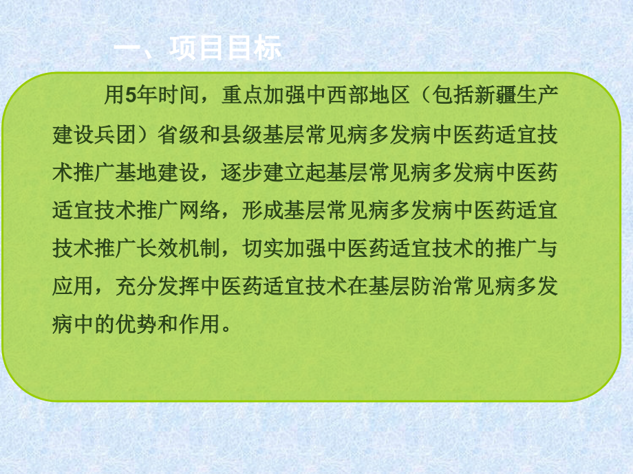 基层常见病多发病中医药适宜技术推广能力建设项目有关情况及工作要求.ppt_第2页