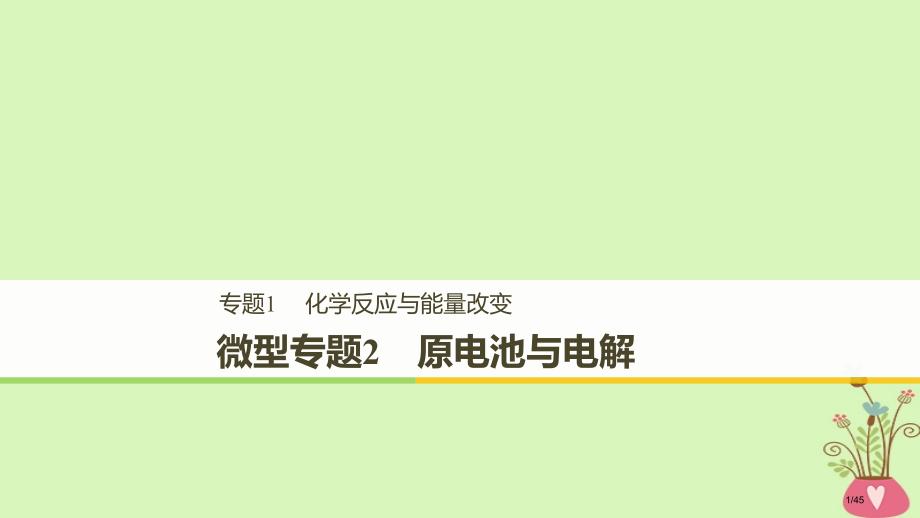 高中化学专题1化学反应与能量变化微型专题2原电池与电解省公开课一等奖新名师优质课获奖PPT课件.pptx_第1页