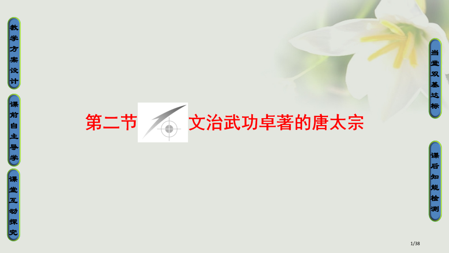 高中历史第1章中国古代的政治家第2节文治武功卓著的唐太宗省公开课一等奖新名师优质课获奖PPT课件.pptx_第1页