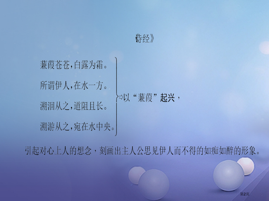 中考语文第2首蒹葭复习省公开课一等奖百校联赛赛课微课获奖PPT课件.pptx_第2页