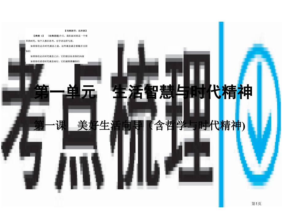高考政治复习第四部分1.1美好生活的向导含哲学与时代精神)市赛课公开课一等奖省名师优质课获奖PPT课.pptx_第1页