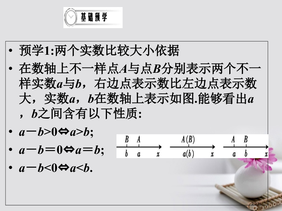 高中数学第一课时不等式的基本性质省公开课一等奖新名师优质课获奖PPT课件.pptx_第2页
