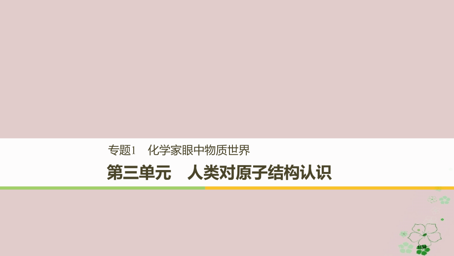 高中化学专题1化学家眼中的物质世界第三单元人类对原子结构的认识省公开课一等奖新名师优质课获奖PPT课.pptx_第1页
