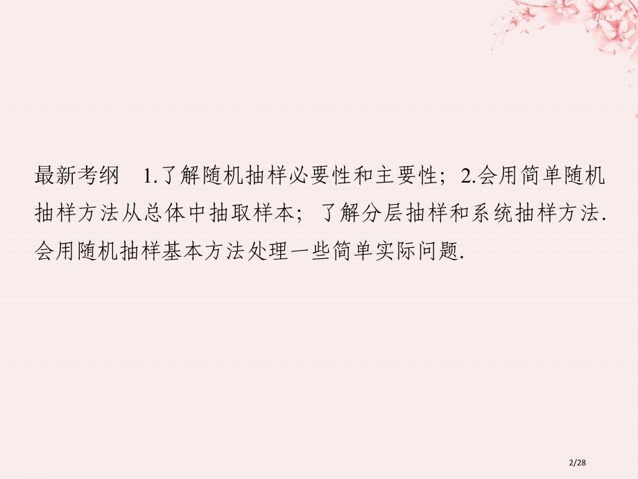 高考数学复习第十章统计与统计案例概率第1节随机抽样文市赛课公开课一等奖省名师优质课获奖PPT课件.pptx_第2页