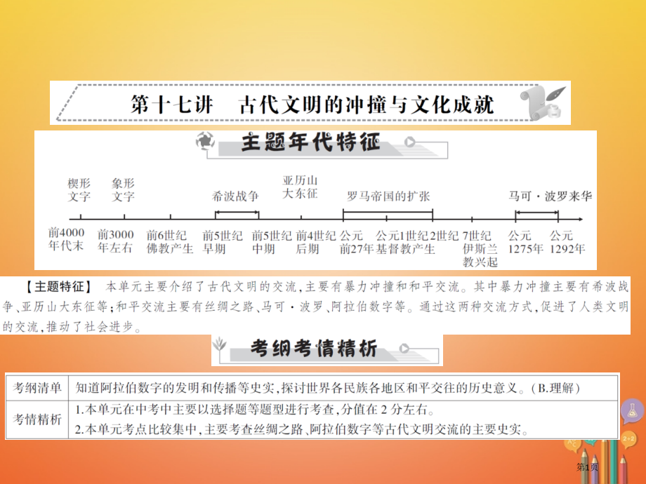 中考历史全程突破第二部分教材研析篇世界古代史第十七讲省公开课一等奖百校联赛赛课微课获奖PPT课件.pptx_第1页