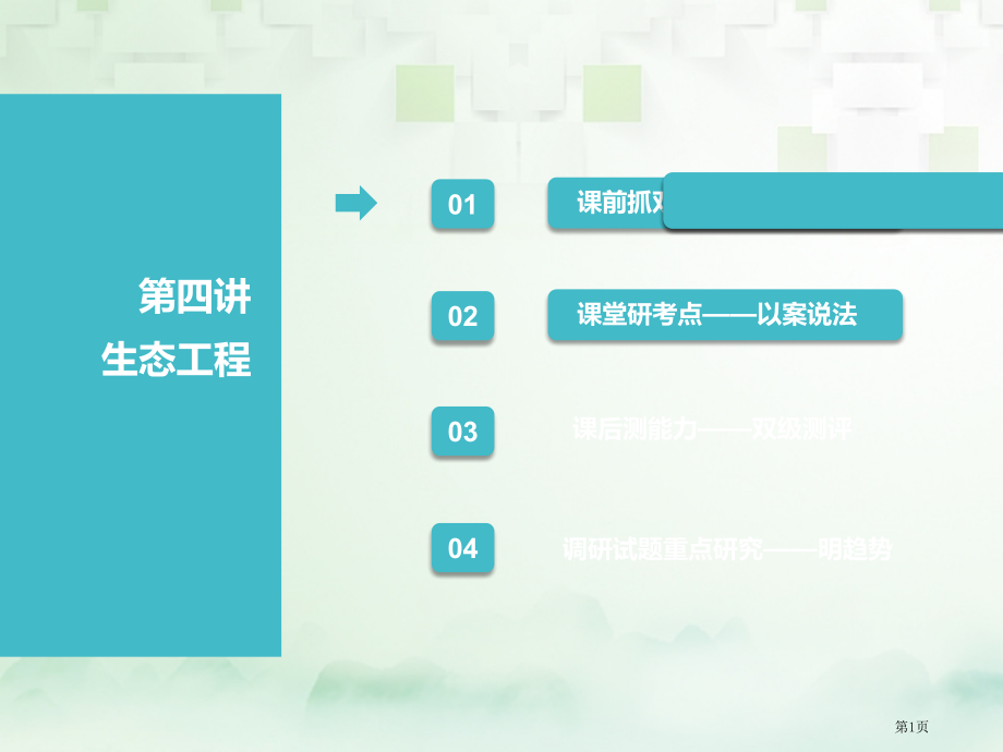 高考生物复习选考部分现代生物科技专题第四讲生态工程全国公开课一等奖百校联赛示范课赛课特等奖PPT课件.pptx_第1页