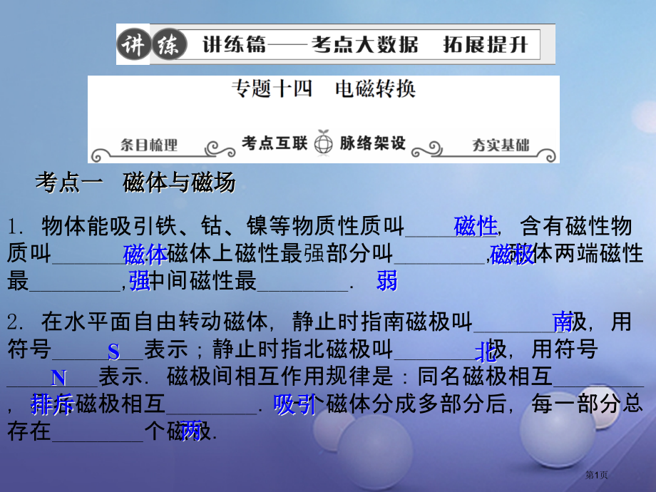 中考物理专题复习十四电磁转换市赛课公开课一等奖省名师优质课获奖PPT课件.pptx_第1页
