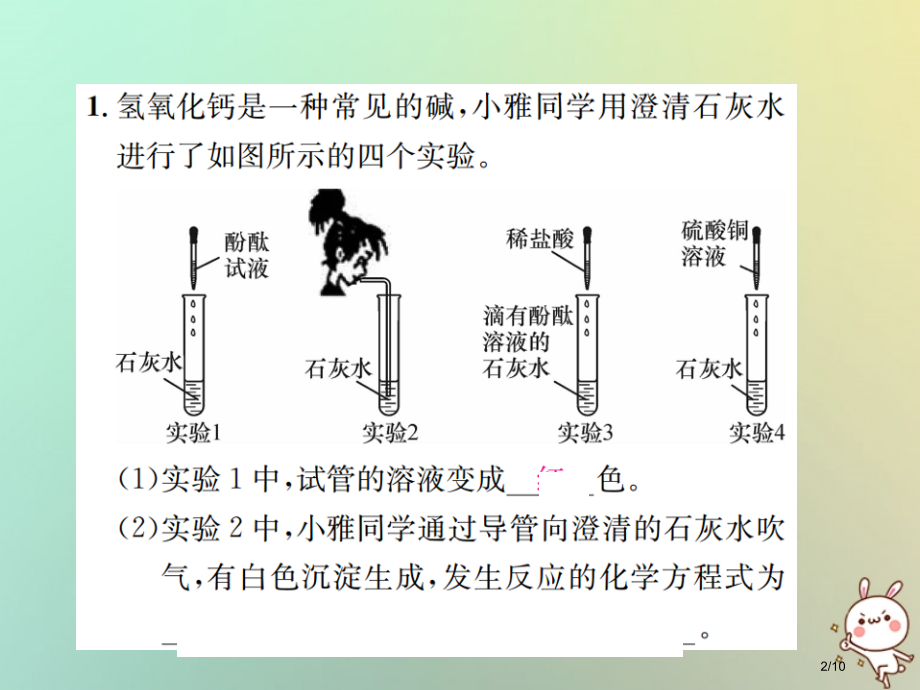 九年级化学下册第十单元酸和碱实验专题碱的化学性质习题全国公开课一等奖百校联赛微课赛课特等奖PPT课件.pptx_第2页