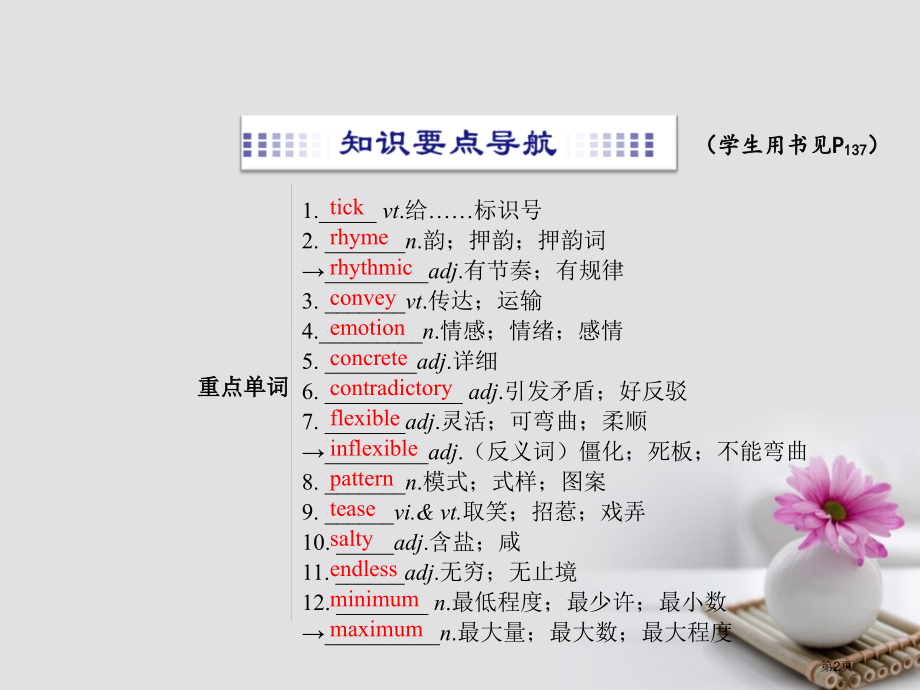 高考英语复习Unit2Poems全国公开课一等奖百校联赛示范课赛课特等奖PPT课件.pptx_第2页