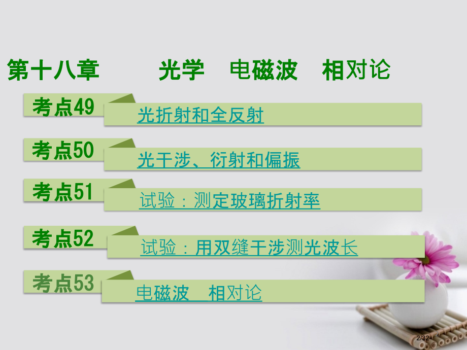 高考物理专题复习第十八章光学电磁波相对论市赛课公开课一等奖省名师优质课获奖PPT课件.pptx_第2页