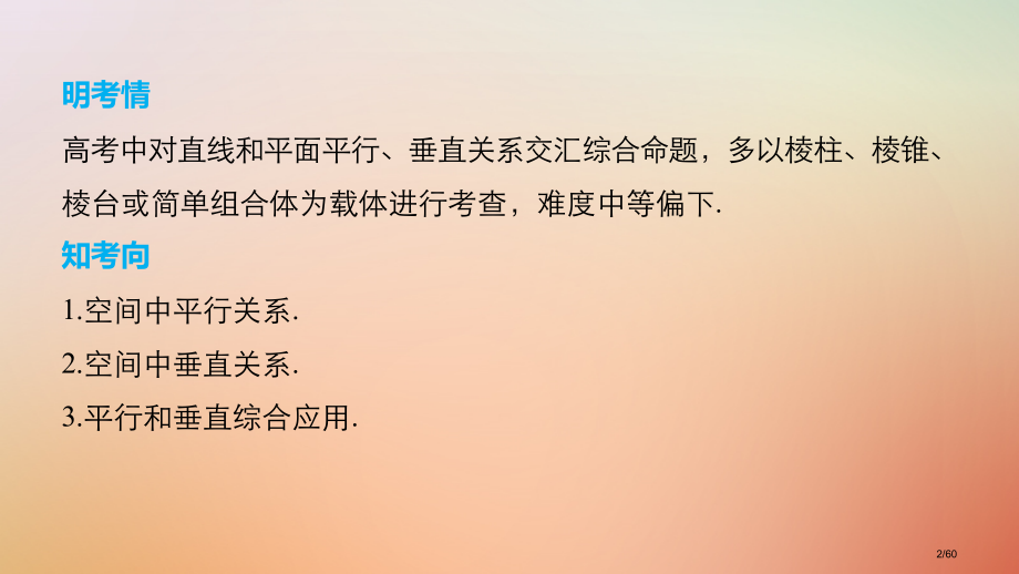 高考数学复习第二篇熟练规范中档大题保高分第25练空间中的平行与垂直文市赛课公开课一等奖省名师优质课获.pptx_第2页