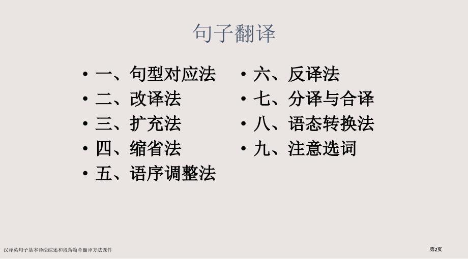 汉译英句子基本译法综述和段落篇章的翻译方法课件市公开课一等奖省赛课微课金奖PPT课件.pptx_第2页