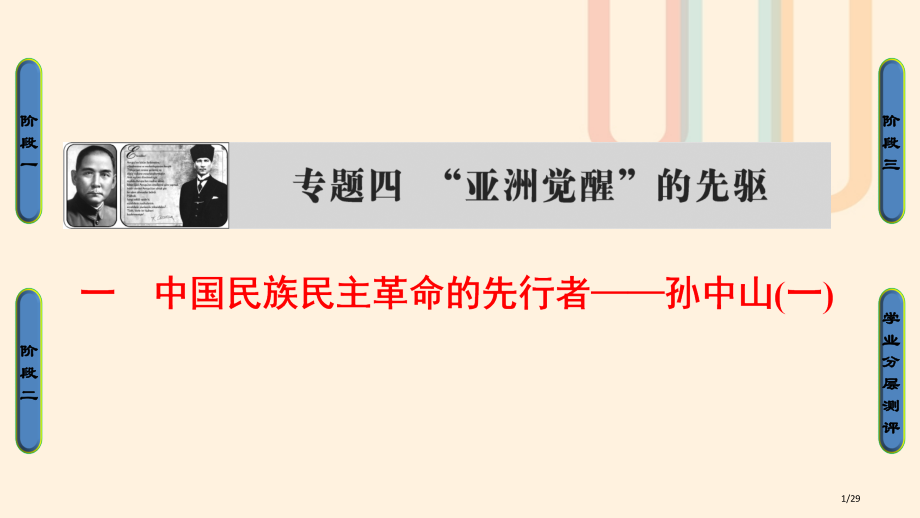 高中历史专题4亚洲觉醒的先驱一中国民族民主革命的先行者孙中山省公开课一等奖新名师优质课获奖PPT课件.pptx_第1页