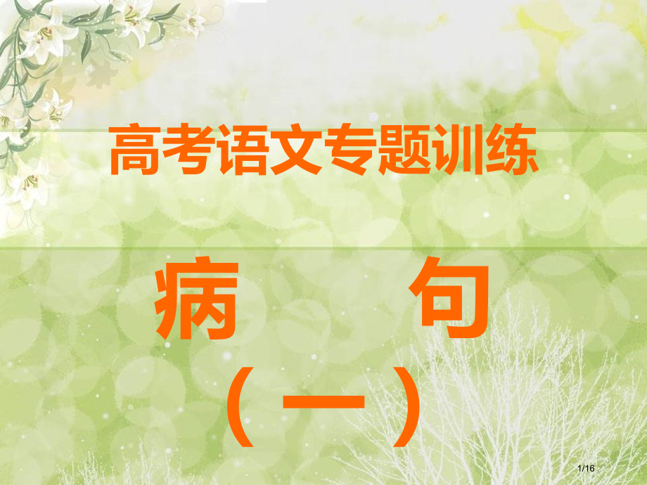 高考语文专题训练病句省公开课金奖全国赛课一等奖微课获奖PPT课件.pptx_第1页