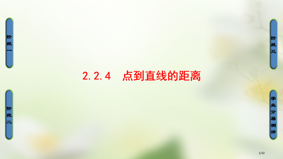 高中数学第二章平面解析几何初步2.2.4点到直线的距离省公开课一等奖新名师优质课获奖PPT课件.pptx_第1页