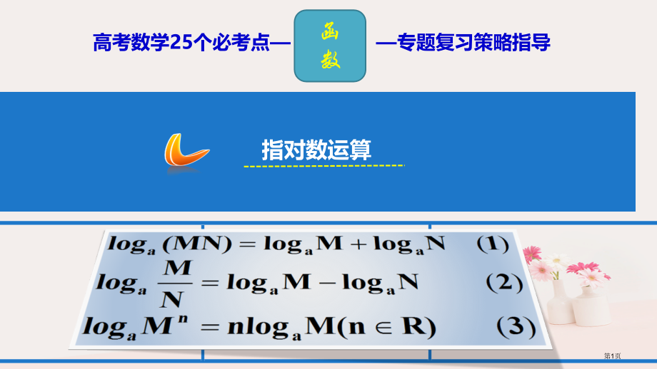 高考数学25个必考点专题01指对数的运算材料省公开课一等奖百校联赛赛课微课获奖PPT课件.pptx_第1页