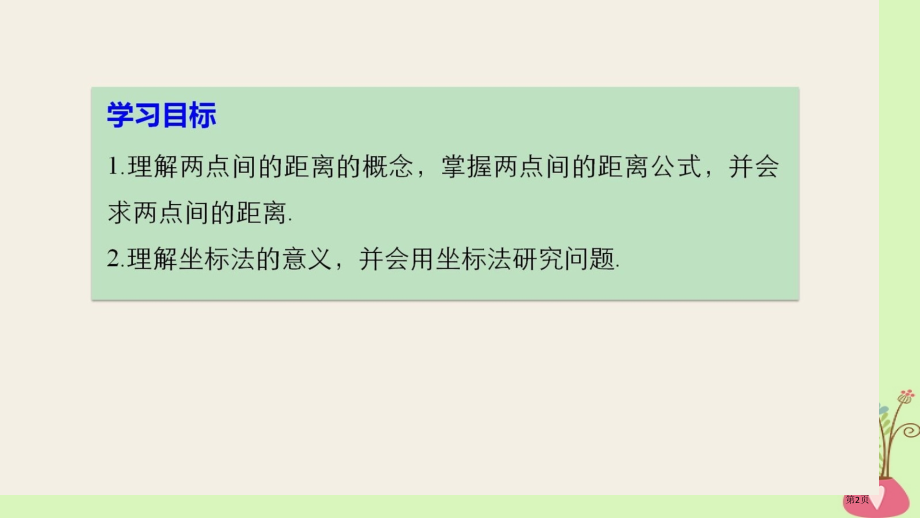 高中数学第二章平面解析几何初步2.1.2平面直角坐标系中的基本公式省公开课一等奖新名师优质课获奖PP.pptx_第2页