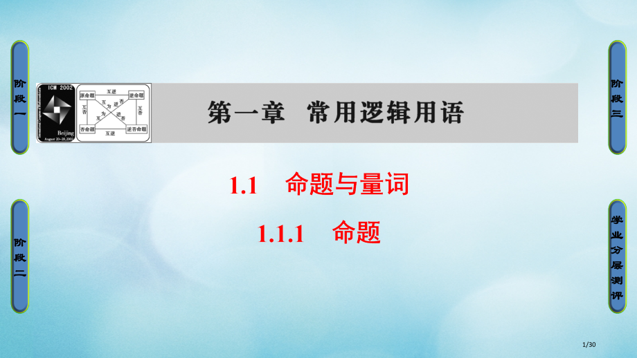 高中数学第一章常用逻辑用语1.1.1命题省公开课一等奖新名师优质课获奖PPT课件.pptx_第1页