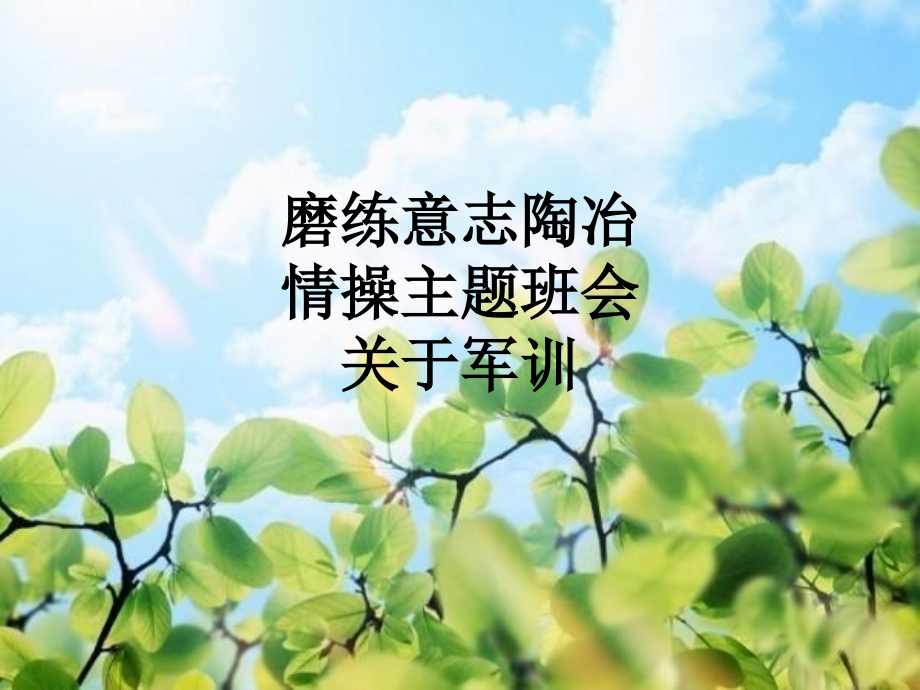 磨练意志陶冶情操主题班会关于军训.ppt_第1页