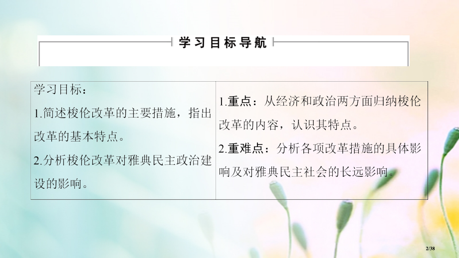 高中历史专题1梭伦改革二奠定雅典民主基石的政治改革省公开课一等奖新名师优质课获奖PPT课件.pptx_第2页
