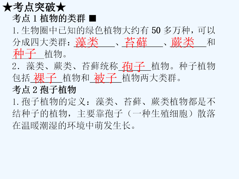 中考生物复习第三单元第一章生物圈中有哪些绿色植物市公开课一等奖市赛课金奖课件.pptx_第2页