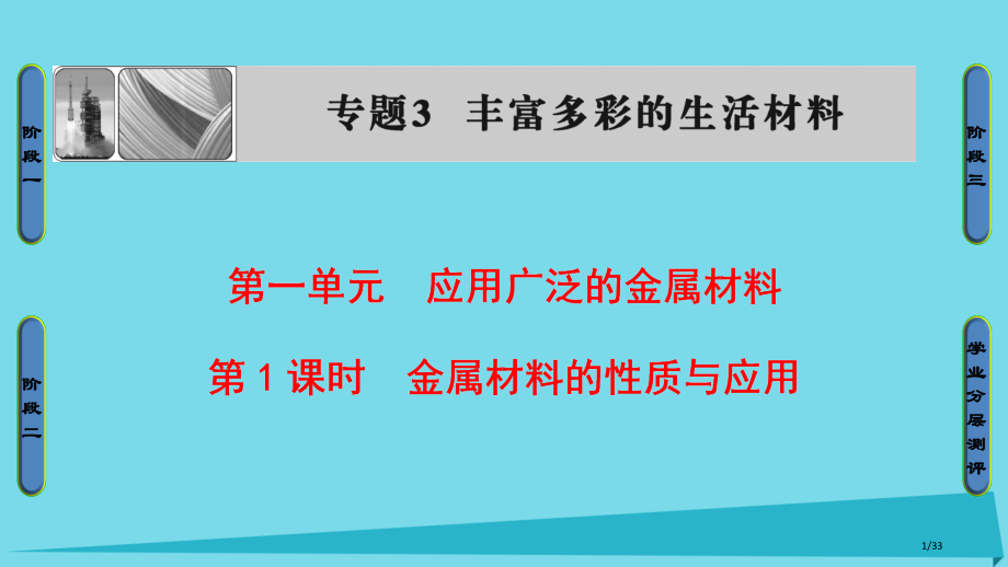 高中化学专题3丰富多彩的生活材料第一单元应用广泛的金属材料第一课时金属材料的性质与应用省公开课一等奖.pptx_第1页