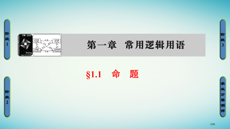 高中数学第一章常用逻辑用语1.1命题省公开课一等奖新名师优质课获奖PPT课件.pptx_第1页