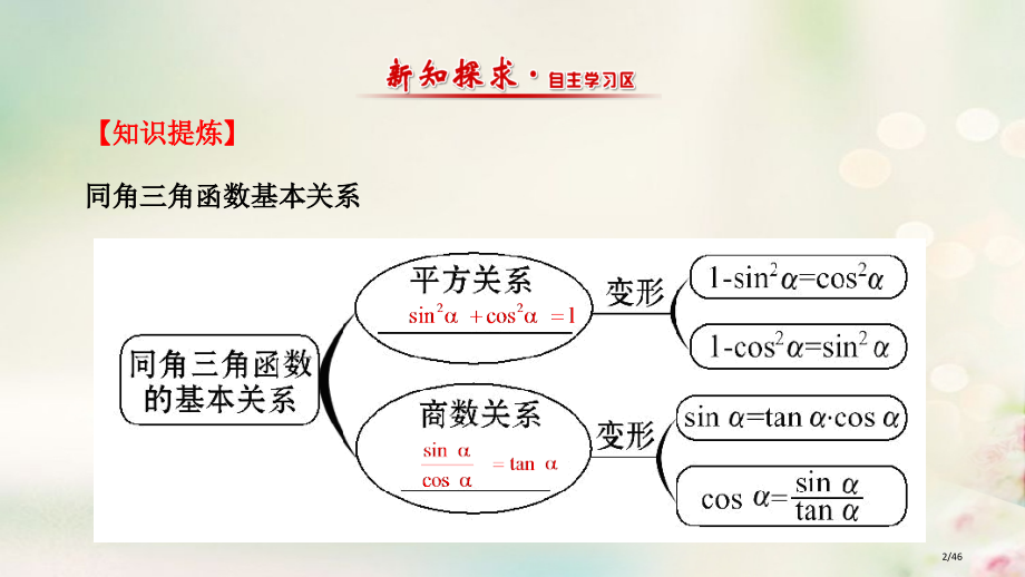 高中数学第一章三角函数1.2.2同角三角函数的基本关系教案省公开课一等奖新名师优质课获奖PPT课件.pptx_第2页