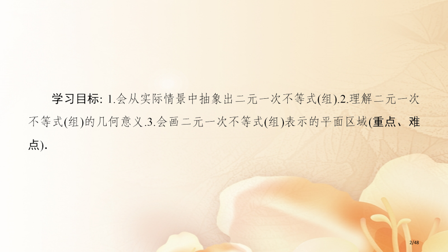 高中数学第三章不等式3.3二元一次不等式组与简单的线性规划问题3.3.1二元一次不等式组与平面区域省.pptx_第2页