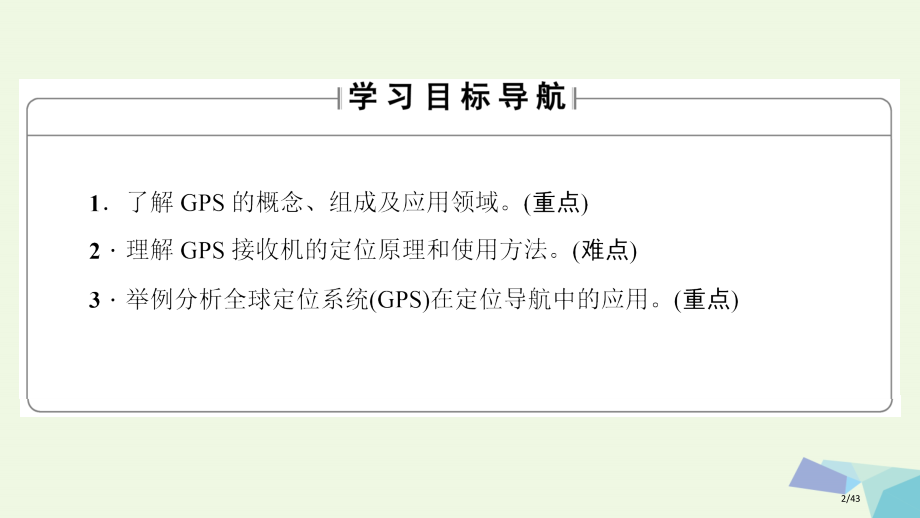高中地理第三章地理信息技术的应用第1节全球定位系统的应用省公开课一等奖新名师优质课获奖PPT课件.pptx_第2页