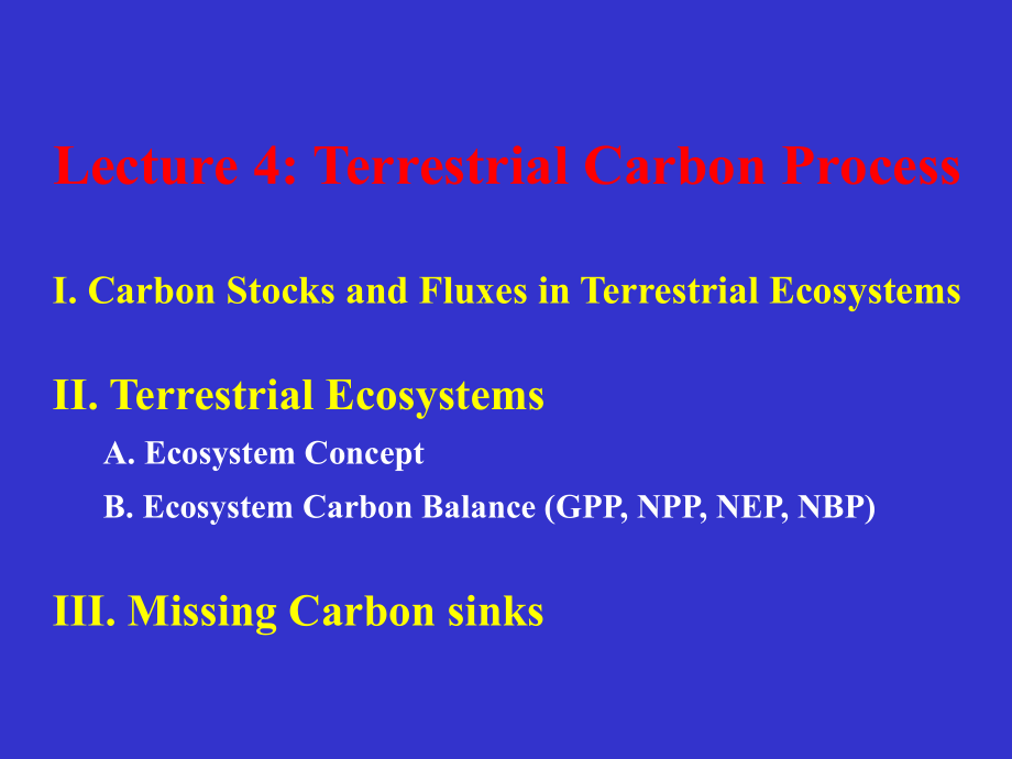 全球碳循环-Terrestrial-Carbon-Process-lecture4(英文).ppt_第1页