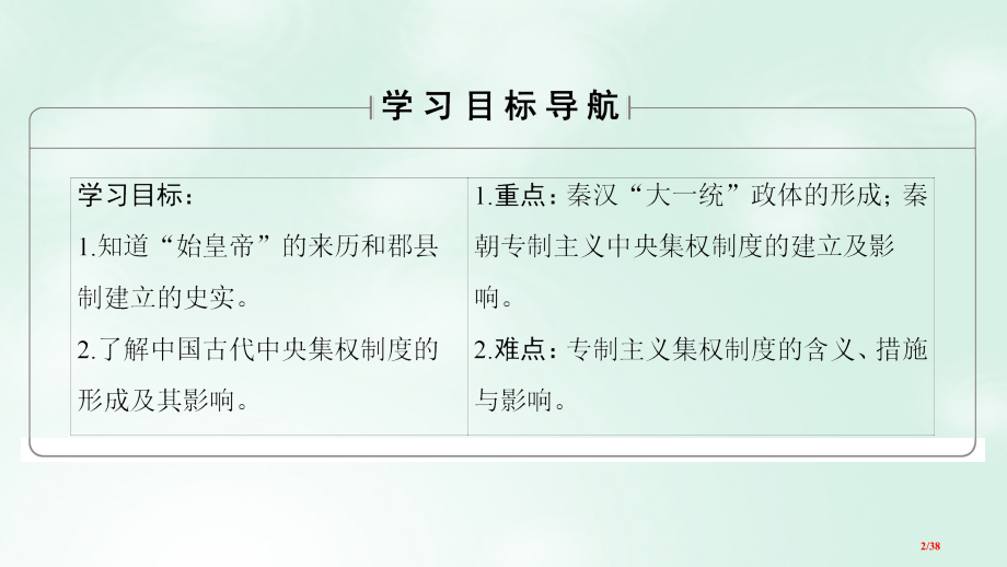 高中历史专题1古代中国的政治制度2走向“大一统”的秦汉政治省公开课一等奖新名师优质课获奖PPT课件.pptx_第2页