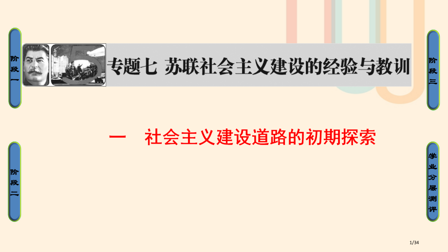 高中历史专题7苏联社会主义建设的经验与教训1社会主义建设道路的初期探索省公开课一等奖新名师优质课获奖.pptx_第1页