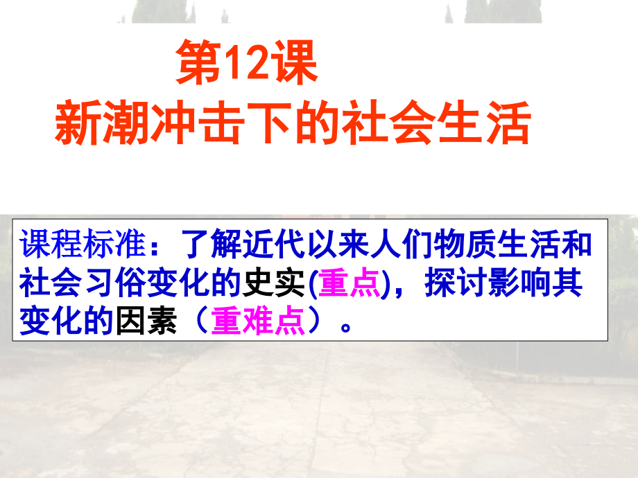 12新潮冲击下的社会生活教学课件.ppt_第1页