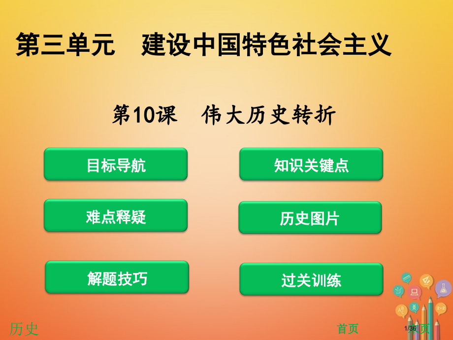 八年级历史下册第3单元建设中国特色社会主义第10课伟大的历史转折省公开课一等奖新名师优质课获奖PPT.pptx_第1页