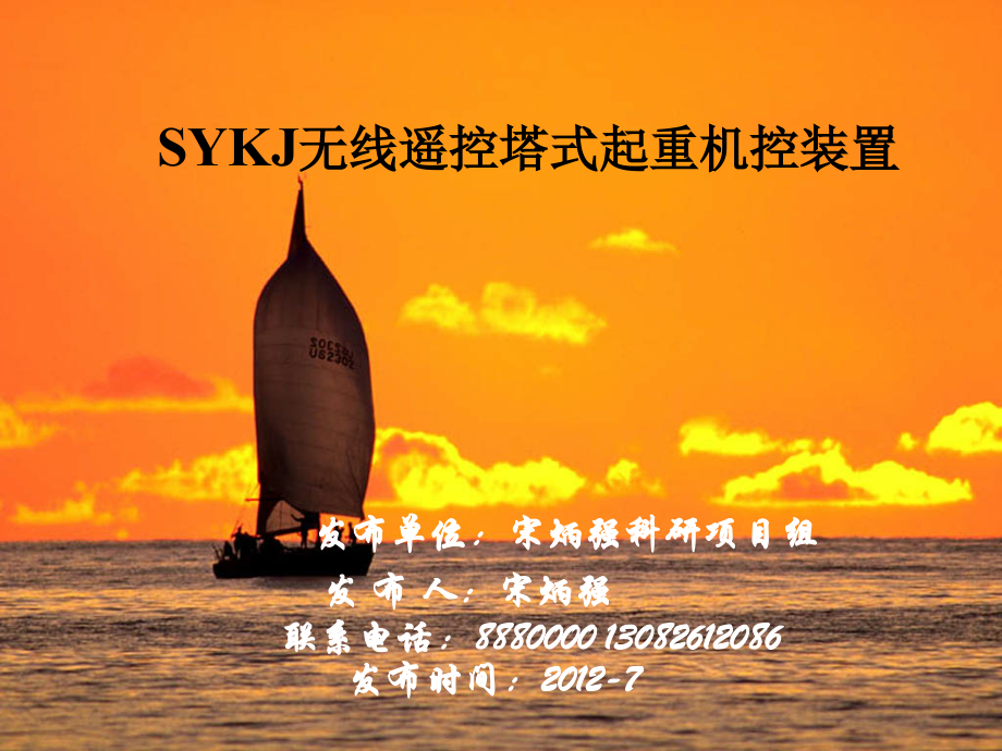 sykj无线遥控塔式起重机装置.ppt_第1页