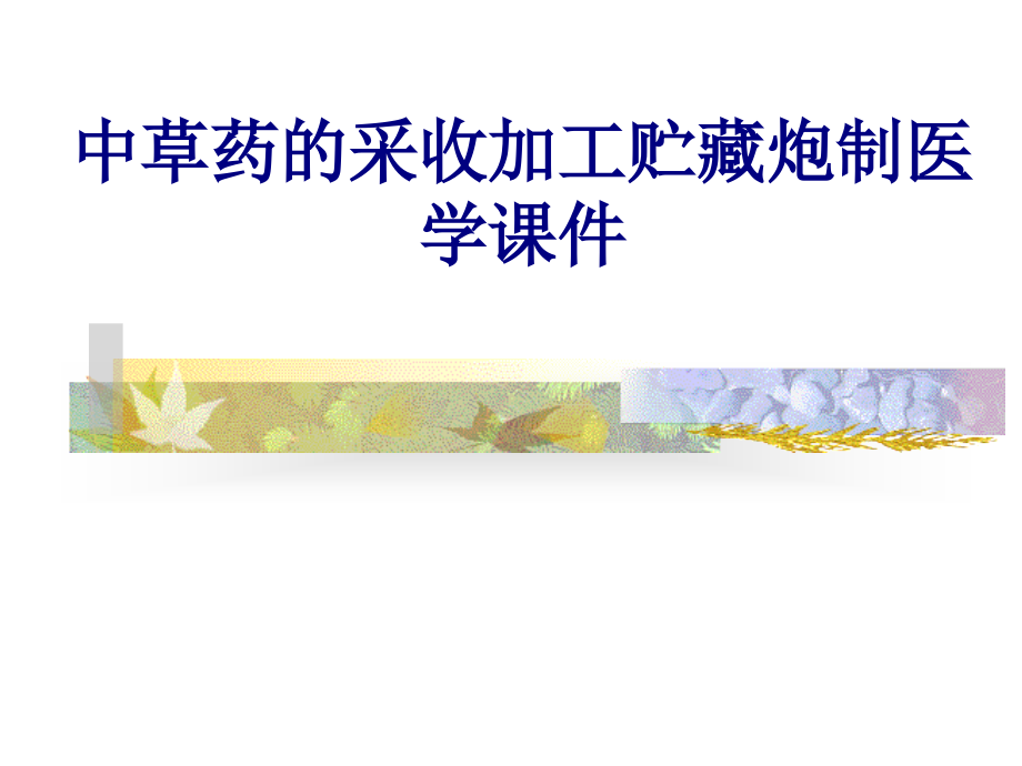 中草药的采收加工贮藏炮制.ppt_第1页