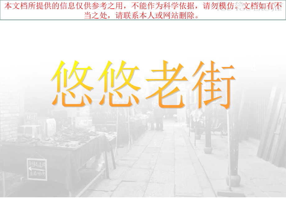 悠悠老街专题知识专业知识讲座.ppt_第1页