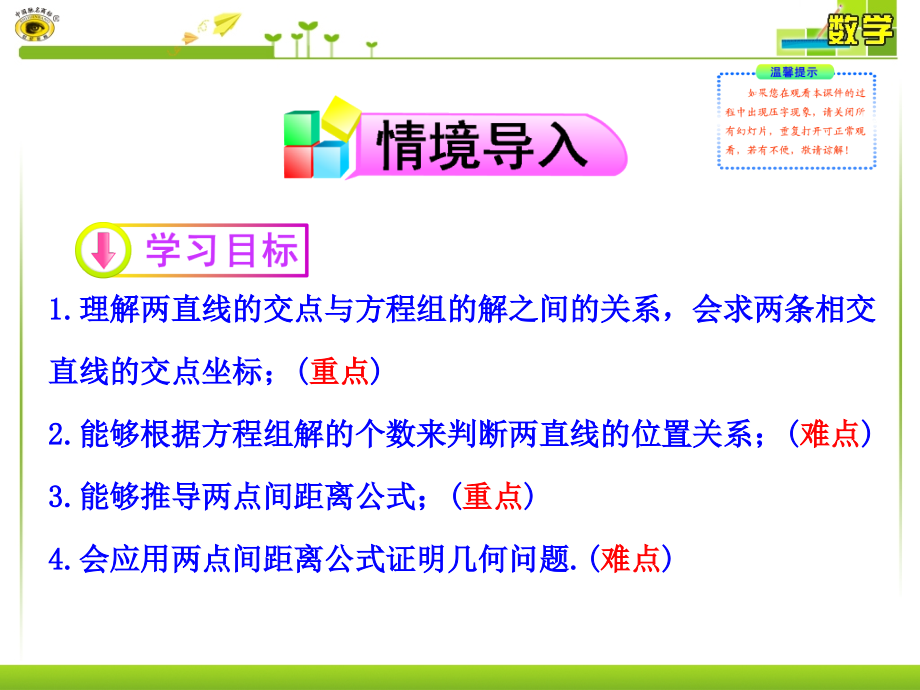 3.3.1--两条直线的交点坐标--3.3.2--两点间的距离.ppt_第2页