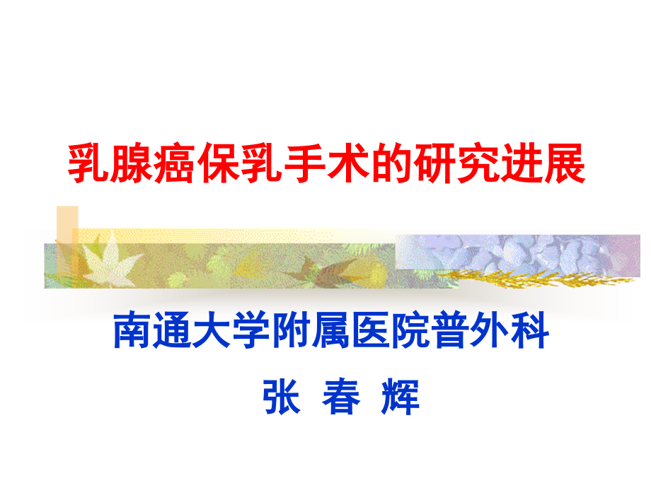 乳腺癌保乳手术的研究进展.ppt_第1页