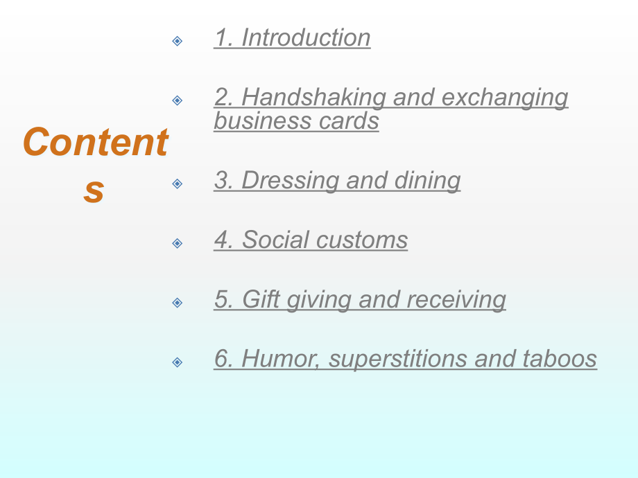 跨文化商务交际ChapterBusinessEtiquetteandSocialCustoms.pptx_第2页
