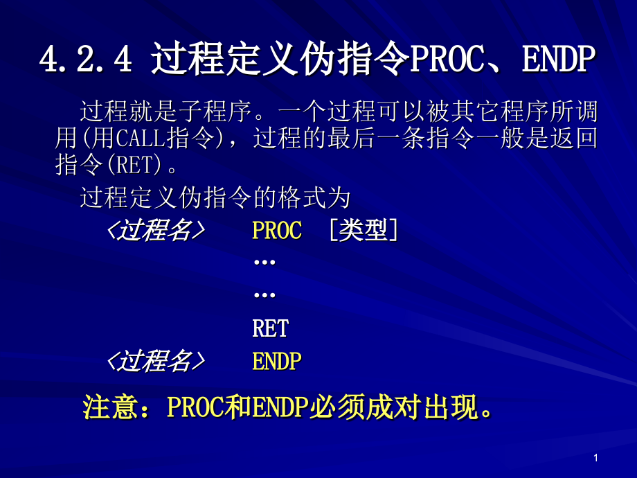 过程定义伪指令PROC.ppt_第1页
