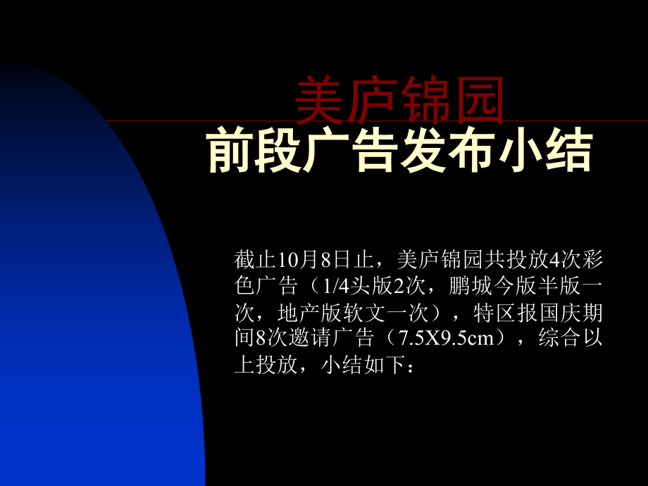 深圳美庐锦园广告发布总结-房地产策划文案.PPT.ppt_第1页