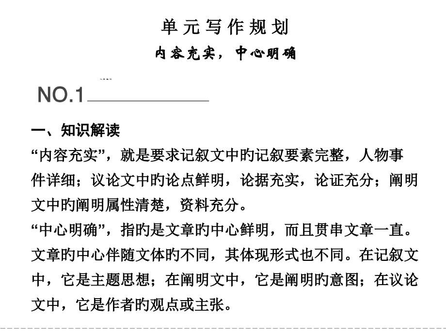 年高二语文同步单元写作规划内容充实中心明确粤教版选修唐宋散文选读.pptx_第1页