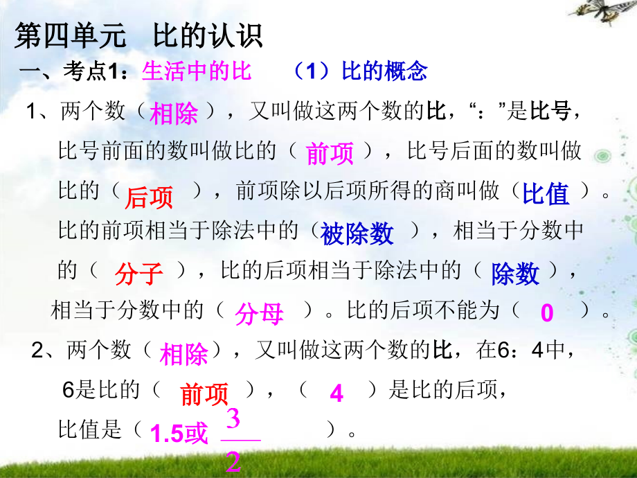 (北师大版)六年级上册数学_第六单元_比的认识_常考题型练习.ppt_第2页