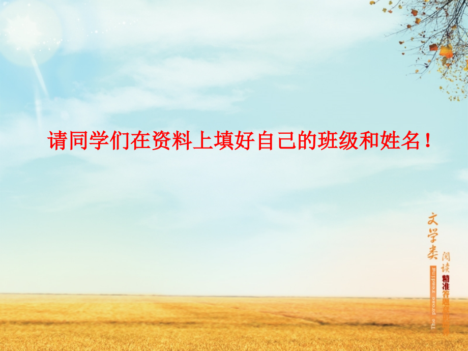 文学类阅读精准答题意识培养.ppt_第1页