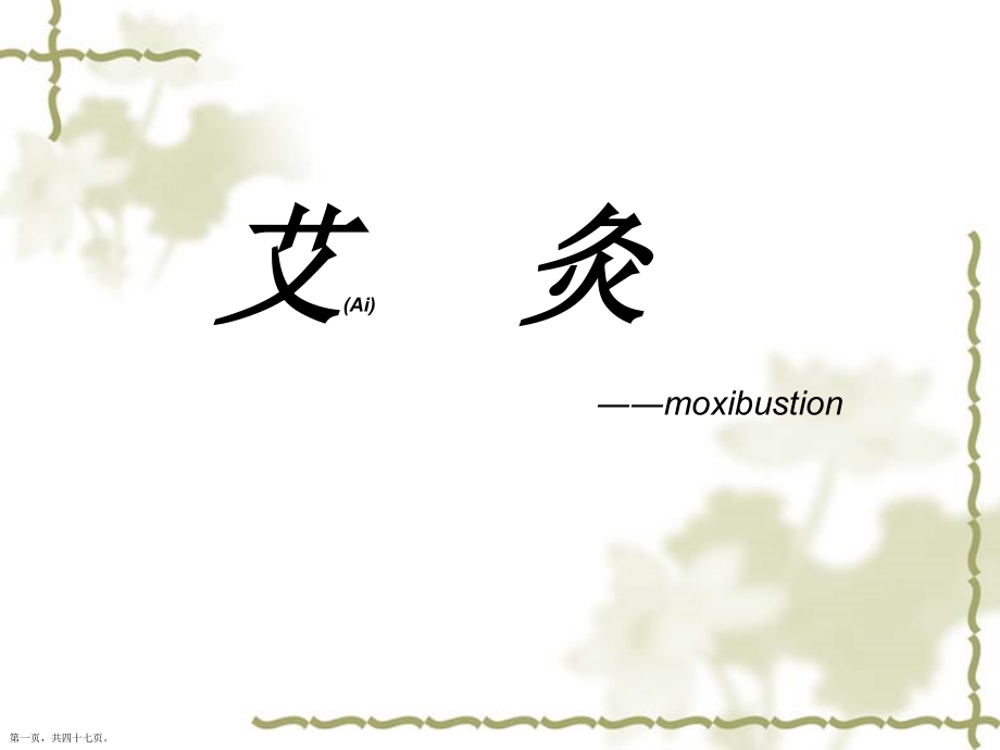 艾灸灸法概述与常见疾病的治疗ppt大全.pptx_第1页
