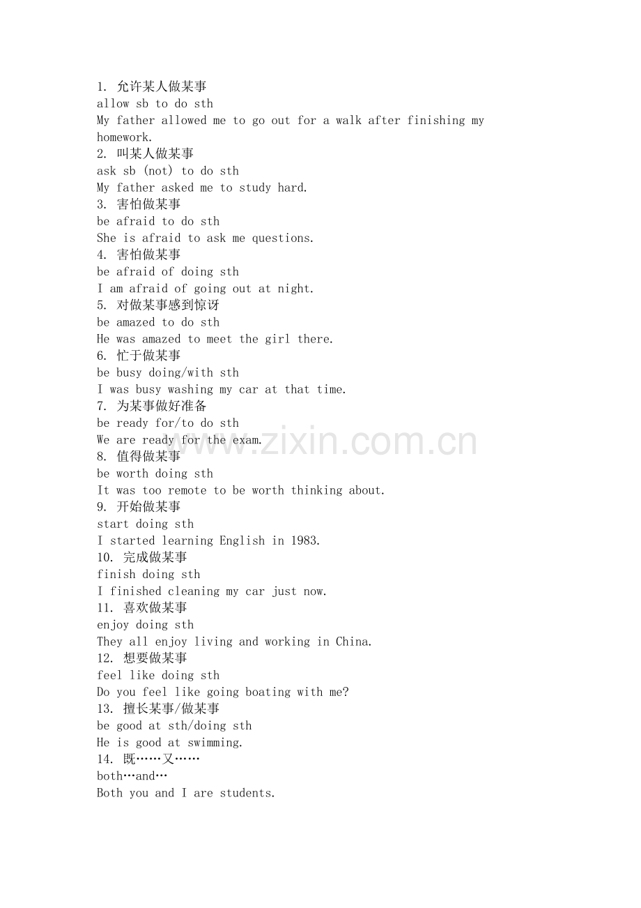 初中英语70个重点语法句型（含例句总结）.docx_第1页